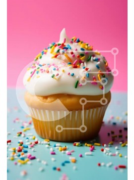 Σετ των 2 Intra Συλλεκτικό Ξύλινο Παζλ Plywood  4mm - Πολύχρωμο cupcake με ψεκασμούς Σε Ξύλινο Κουτί - Διαστάσεις: 10x10 cm – 25 κομμάτια