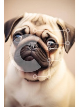 Σετ των 2 Intra Συλλεκτικό Ξύλινο Παζλ Plywood  4mm - Κοντινό πλάνο ενός σκύλου πατημασιά με εκφραστικά μάτια Σε Ξύλινο Κουτί - Διαστάσεις: 10x10 cm – 25 κομμάτια