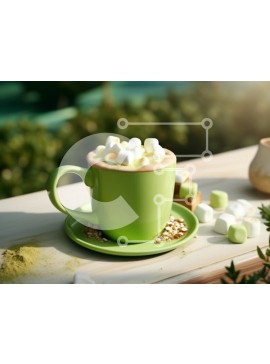 Σετ των 2 Intra Συλλεκτικό Ξύλινο Παζλ Plywood  4mm - Πράσινη κούπα με ρόφημα με επικάλυψη Marshmallow Σε Ξύλινο Κουτί - Διαστάσεις: 10x10 cm – 25 κομμάτια