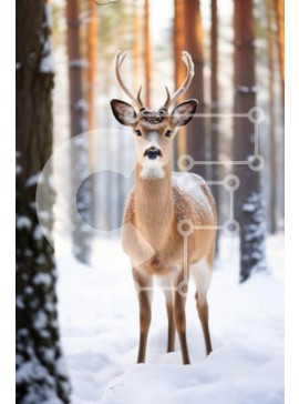 Σετ των 2 Intra Συλλεκτικό Ξύλινο Παζλ Plywood  4mm - Ελάφια στο χιονισμένο δάσος Σε Ξύλινο Κουτί - Διαστάσεις: 10x10 cm – 25 κομμάτια