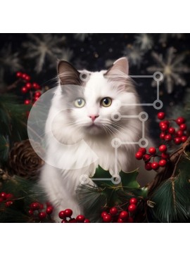 Intra Συλλεκτικό Ξύλινο Παζλ Plywood  4mm - Εορταστικό πορτρέτο γάτας Σε Ξύλινο Κουτί - Διαστάσεις: 10x10 cm – 25 κομμάτια