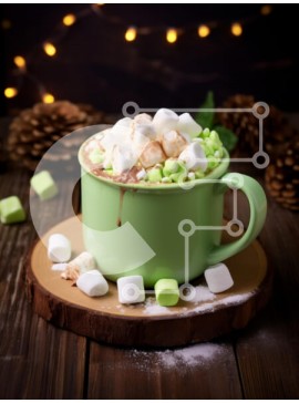 Σετ των 2 Intra Συλλεκτικό Ξύλινο Παζλ Plywood  4mm - Ζεστή ζεστή σοκολάτα με Marshmallows Σε Ξύλινο Κουτί - Διαστάσεις: 10x10 cm – 25 κομμάτια