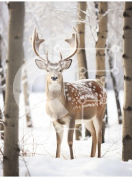 Σετ των 2 Intra Συλλεκτικό Ξύλινο Παζλ Plywood  4mm - Ελάφια σε ένα χιονισμένο δάσος Σε Ξύλινο Κουτί - Διαστάσεις: 10x10 cm – 25 κομμάτια