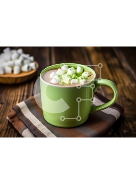 Σετ των 2 Intra Συλλεκτικό Ξύλινο Παζλ Plywood  4mm - Ζεστή σοκολάτα με Marshmallows σε πράσινη κούπα Σε Ξύλινο Κουτί - Διαστάσεις: 10x10 cm – 25 κομμάτια