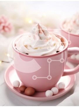 Σετ των 2 Intra Συλλεκτικό Ξύλινο Παζλ Plywood  4mm - Νόστιμη σαντιγί σε ροζ φλιτζάνι Σε Ξύλινο Κουτί - Διαστάσεις: 10x10 cm – 25 κομμάτια