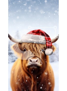 Σετ των 2 Intra Συλλεκτικό Ξύλινο Παζλ Plywood  4mm - Αγελάδα Highland με χριστουγεννιάτικο καπέλο Σε Ξύλινο Κουτί - Διαστάσεις: 10x10 cm – 25 κομμάτια