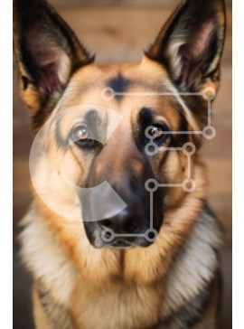 Σετ των 2 Intra Συλλεκτικό Ξύλινο Παζλ Plywood  4mm - Κοντινό πλάνο ενός γερμανικού ποιμενικού σκύλου Σε Ξύλινο Κουτί - Διαστάσεις: 10x10 cm – 25 κομμάτια