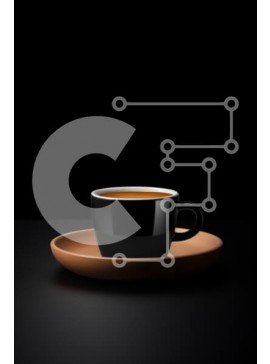 Σετ των 2 Intra Συλλεκτικό Ξύλινο Παζλ Plywood  4mm - Μαύρο φλιτζάνι καφέ σε πήλινο πιάτο Σε Ξύλινο Κουτί - Διαστάσεις: 10x10 cm – 25 κομμάτια