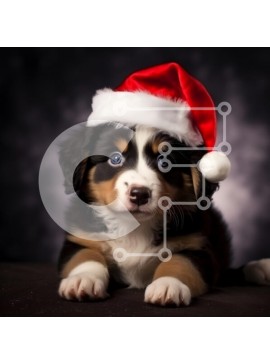 Intra Συλλεκτικό Ξύλινο Παζλ Plywood  4mm - Αξιολάτρευτο χριστουγεννιάτικο κουτάβι με καπέλο Άγιου Βασίλη Σε Ξύλινο Κουτί - Διαστάσεις: 10x10 cm – 25 κομμάτια