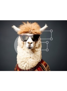 Σετ των 2 Intra Συλλεκτικό Ξύλινο Παζλ Plywood  4mm - Κομψό Alpaca σε γυαλιά ηλίου Σε Ξύλινο Κουτί - Διαστάσεις: 10x10 cm – 25 κομμάτια