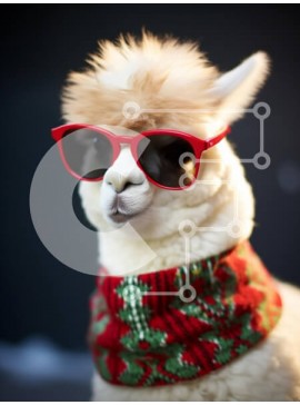 Σετ των 2 Intra Συλλεκτικό Ξύλινο Παζλ Plywood  4mm - Κομψό αλπακά με γυαλιά ηλίου και κασκόλ Σε Ξύλινο Κουτί - Διαστάσεις: 10x10 cm – 25 κομμάτια