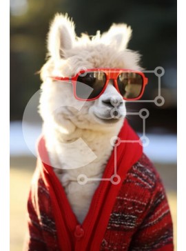 Σετ των 2 Intra Συλλεκτικό Ξύλινο Παζλ Plywood  4mm - Cool Llama με γυαλιά ηλίου και πουλόβερ Σε Ξύλινο Κουτί - Διαστάσεις: 10x10 cm – 25 κομμάτια