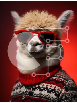 Σετ των 2 Intra Συλλεκτικό Ξύλινο Παζλ Plywood  4mm - Κομψό Alpaca σε γυαλιά ηλίου και πουλόβερ Σε Ξύλινο Κουτί - Διαστάσεις: 10x10 cm – 25 κομμάτια