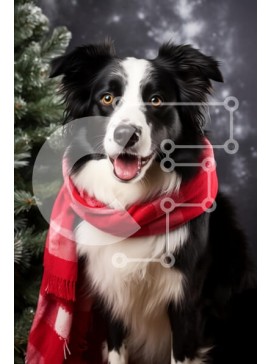 Σετ των 2 Intra Συλλεκτικό Ξύλινο Παζλ Plywood  4mm - Ευτυχισμένος σκύλος με κόκκινο κασκόλ Σε Ξύλινο Κουτί - Διαστάσεις: 10x10 cm – 25 κομμάτια