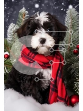 Σετ των 2 Intra Συλλεκτικό Ξύλινο Παζλ Plywood  4mm - Αξιολάτρευτο χειμωνιάτικο κουτάβι με κασκόλ Σε Ξύλινο Κουτί - Διαστάσεις: 10x10 cm – 25 κομμάτια