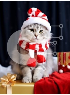 Σετ των 2 Intra Συλλεκτικό Ξύλινο Παζλ Plywood  4mm - Γιορτινή γάτα με εορταστική ενδυμασία Σε Ξύλινο Κουτί - Διαστάσεις: 10x10 cm – 25 κομμάτια