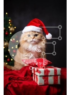 Σετ των 2 Intra Συλλεκτικό Ξύλινο Παζλ Plywood  4mm - Γάτα με καπέλο Άγιου Βασίλη με χριστουγεννιάτικα στολίδια Σε Ξύλινο Κουτί - Διαστάσεις: 10x10 cm – 25 κομμάτια