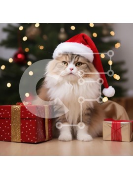 Intra Συλλεκτικό Ξύλινο Παζλ Plywood  4mm - Εορταστική γάτα με χριστουγεννιάτικα δώρα Σε Ξύλινο Κουτί - Διαστάσεις: 10x10 cm – 25 κομμάτια