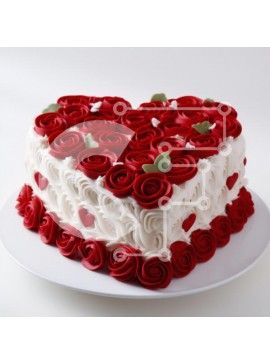 Σετ των 2 Intra Συλλεκτικό Ξύλινο Παζλ Plywood  4mm - Τούρτα σε σχήμα καρδιάς με κόκκινα τριαντάφυλλα Σε Ξύλινο Κουτί - Διαστάσεις: 10x10 cm – 25 κομμάτια