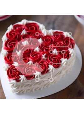 Σετ των 2 Intra Συλλεκτικό Ξύλινο Παζλ Plywood  4mm - Τούρτα σε σχήμα καρδιάς διακοσμημένο με τριαντάφυλλα Σε Ξύλινο Κουτί - Διαστάσεις: 10x10 cm – 25 κομμάτια