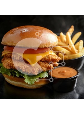 Σετ των 2 Intra Συλλεκτικό Ξύλινο Παζλ Plywood  4mm - Τραγανό σάντουιτς κοτόπουλου με πατάτες πατάτες Σε Ξύλινο Κουτί - Διαστάσεις: 10x10 cm – 25 κομμάτια