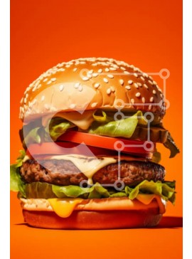 Σετ των 2 Intra Συλλεκτικό Ξύλινο Παζλ Plywood  4mm - Λαχταριστό Burger σε πορτοκαλί φόντο Σε Ξύλινο Κουτί - Διαστάσεις: 10x10 cm – 25 κομμάτια