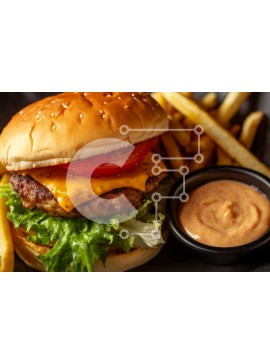 Σετ των 2 Intra Συλλεκτικό Ξύλινο Παζλ Plywood  4mm - Ζουμερό χάμπουργκερ με πατάτες και σάλτσα Σε Ξύλινο Κουτί - Διαστάσεις: 10x10 cm – 25 κομμάτια