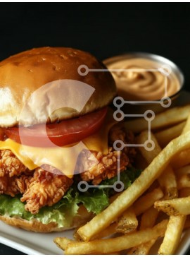 Σετ των 2 Intra Συλλεκτικό Ξύλινο Παζλ Plywood  4mm - Τραγανό σάντουιτς κοτόπουλου με πατάτες πατάτες Σε Ξύλινο Κουτί - Διαστάσεις: 10x10 cm – 25 κομμάτια