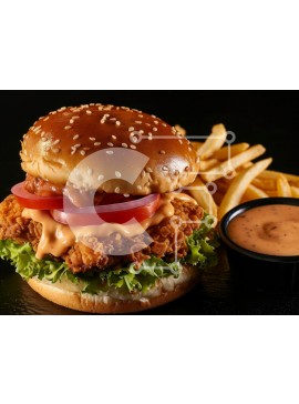 Σετ των 2 Intra Συλλεκτικό Ξύλινο Παζλ Plywood  4mm - Νόστιμο τηγανητό μπιφτέκι κοτόπουλου με τηγανιτές πατάτες Σε Ξύλινο Κουτί - Διαστάσεις: 10x10 cm – 25 κομμάτια