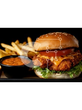 Σετ των 2 Intra Συλλεκτικό Ξύλινο Παζλ Plywood  4mm - Σάντουιτς με τηγανητό κοτόπουλο με πατάτες Σε Ξύλινο Κουτί - Διαστάσεις: 10x10 cm – 25 κομμάτια