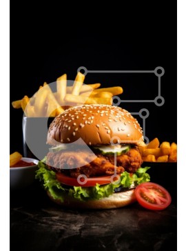 Σετ των 2 Intra Συλλεκτικό Ξύλινο Παζλ Plywood  4mm - Νόστιμο τηγανητό μπιφτέκι κοτόπουλου με τηγανιτές πατάτες Σε Ξύλινο Κουτί - Διαστάσεις: 10x10 cm – 25 κομμάτια