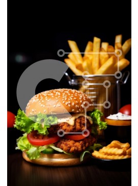 Σετ των 2 Intra Συλλεκτικό Ξύλινο Παζλ Plywood  4mm - Νόστιμο Burger με πατάτες Σε Ξύλινο Κουτί - Διαστάσεις: 10x10 cm – 25 κομμάτια