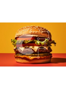 Σετ των 2 Intra Συλλεκτικό Ξύλινο Παζλ Plywood  4mm - Νόστιμο χάμπουργκερ σε πολύχρωμο φόντο Σε Ξύλινο Κουτί - Διαστάσεις: 10x10 cm – 25 κομμάτια