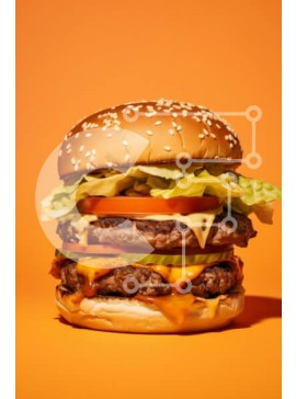 Σετ των 2 Intra Συλλεκτικό Ξύλινο Παζλ Plywood  4mm - Νόστιμο χάμπουργκερ σε πορτοκαλί φόντο Σε Ξύλινο Κουτί - Διαστάσεις: 10x10 cm – 25 κομμάτια