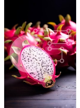 Σετ των 2 Intra Συλλεκτικό Ξύλινο Παζλ Plywood  4mm - Φρέσκα φρούτα δράκου σε σκούρο φόντο Σε Ξύλινο Κουτί - Διαστάσεις: 10x10 cm – 25 κομμάτια