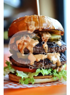 Σετ των 2 Intra Συλλεκτικό Ξύλινο Παζλ Plywood  4mm - Ένα πανύψηλο burger με τρία μπιφτέκια και γαρνιτούρες Σε Ξύλινο Κουτί - Διαστάσεις: 10x10 cm – 25 κομμάτια