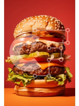 Σετ των 2 Intra Συλλεκτικό Ξύλινο Παζλ Plywood  4mm - Ψηλό χάμπουργκερ με φρέσκα υλικά Σε Ξύλινο Κουτί - Διαστάσεις: 10x10 cm – 25 κομμάτια