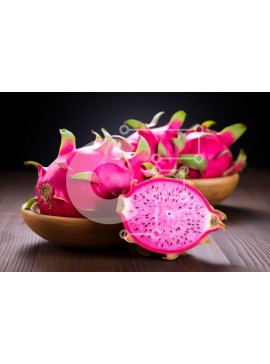 Σετ των 2 Intra Συλλεκτικό Ξύλινο Παζλ Plywood  4mm - Φρέσκα φρούτα δράκου σε ένα ξύλινο μπολ Σε Ξύλινο Κουτί - Διαστάσεις: 10x10 cm – 25 κομμάτια