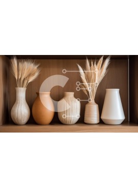 Intra Συλλεκτικό Ξύλινο Παζλ Plywood  4mm - Διακοσμητικά βάζα σε ξύλινο ράφι Σε Ξύλινο Κουτί - Διαστάσεις Puzzle: 10x10 cm – 25 κομμάτια