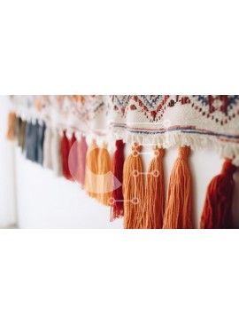 Intra Συλλεκτικό Ξύλινο Παζλ Plywood  4mm - Υφαντή Κρεμάστρα Τοίχου με Φούντες Σε Ξύλινο Κουτί - Διαστάσεις Puzzle: 10x10 cm – 25 κομμάτια