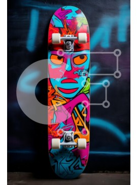 Intra Συλλεκτικό Ξύλινο Παζλ Plywood  4mm - Ζωντανό Graffiti Skateboard Σε Ξύλινο Κουτί - Διαστάσεις Puzzle: 10x10 cm – 25 κομμάτια