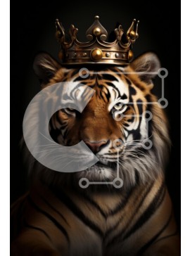 Σετ των 2 Intra Συλλεκτικό Ξύλινο Παζλ Plywood  4mm - Βασιλική Τίγρη με στέμμα Σε Ξύλινο Κουτί - Διαστάσεις: 10x10 cm – 25 κομμάτια