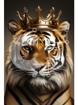 Σετ των 2 Intra Συλλεκτικό Ξύλινο Παζλ Plywood  4mm - Βασιλική Τίγρη με στέμμα Σε Ξύλινο Κουτί - Διαστάσεις: 10x10 cm – 25 κομμάτια