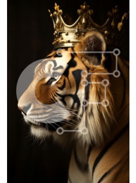 Σετ των 2 Intra Συλλεκτικό Ξύλινο Παζλ Plywood  4mm - Βασιλική Τίγρη με στέμμα Σε Ξύλινο Κουτί - Διαστάσεις: 10x10 cm – 25 κομμάτια