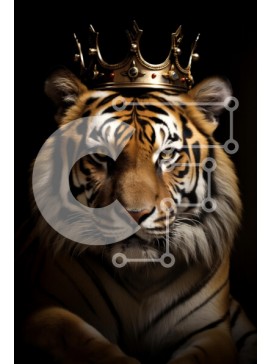 Σετ των 2 Intra Συλλεκτικό Ξύλινο Παζλ Plywood  4mm - Majestic Tiger με στέμμα Σε Ξύλινο Κουτί - Διαστάσεις: 10x10 cm – 25 κομμάτια