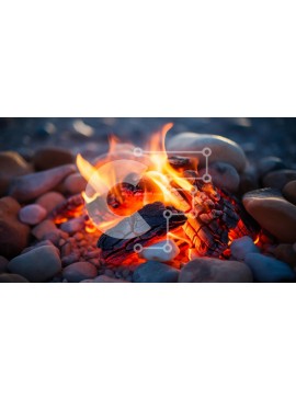 Intra Συλλεκτικό Ξύλινο Παζλ Plywood  4mm - Campfire που περιβάλλεται από River Stones Σε Ξύλινο Κουτί - Διαστάσεις: 10x10 cm – 25 κομμάτια