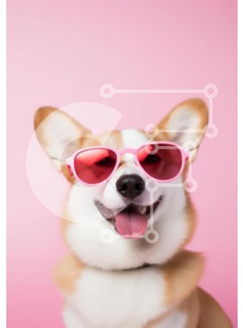 Σετ των 2 Intra Συλλεκτικό Ξύλινο Παζλ Plywood  4mm - Σκύλος Corgi με ροζ γυαλιά ηλίου Σε Ξύλινο Κουτί - Διαστάσεις: 10x10 cm – 25 κομμάτια