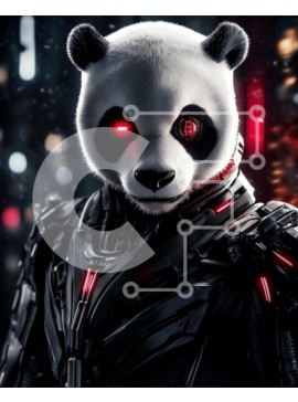 Σετ των 2 Intra Συλλεκτικό Ξύλινο Παζλ Plywood  4mm - Φουτουριστικός χαρακτήρας Panda με Κυβερνητική στολή Σε Ξύλινο Κουτί - Διαστάσεις: 10x10 cm – 25 κομμάτια