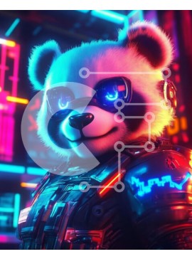 Σετ των 2 Intra Συλλεκτικό Ξύλινο Παζλ Plywood  4mm - Φουτουριστικός χαρακτήρας Panda Σε Ξύλινο Κουτί - Διαστάσεις: 10x10 cm – 25 κομμάτια