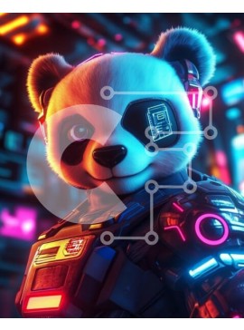 Σετ των 2 Intra Συλλεκτικό Ξύλινο Παζλ Plywood  4mm - Φουτουριστικό Cyber ​​Panda Σε Ξύλινο Κουτί - Διαστάσεις: 10x10 cm – 25 κομμάτια